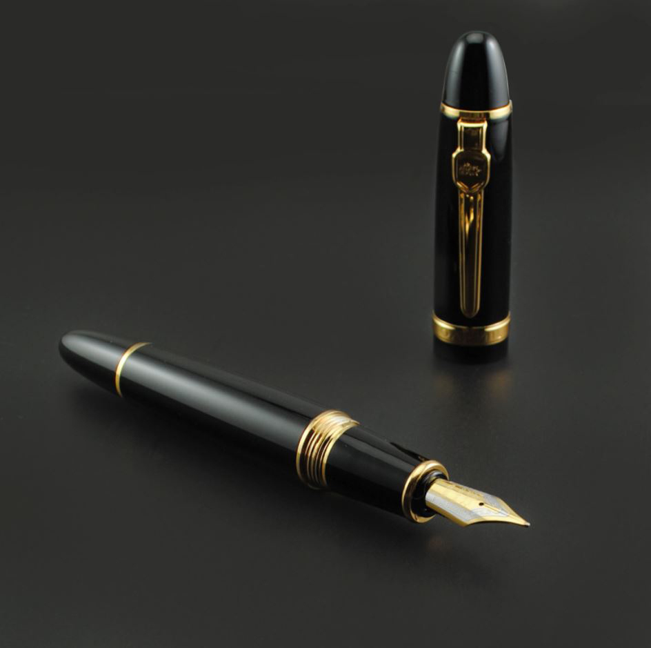 Перьевая ручка Jinhao 159, перо М (0.75 мм), колпачок закручивается. Цвет черный с золотом. Sale 1700!