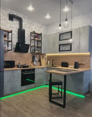 Кухня Лофт 2200х2450 Бетон светлый
