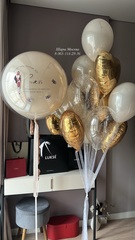 Воздушный шар с фото , надписью и сердечками