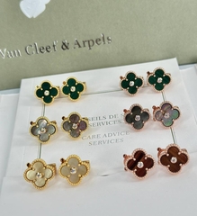 55236 - Cерьги Trendy клевер из стали в лимонной позолоте с цветными вставками