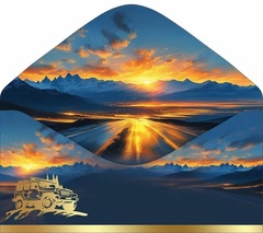 Открытка-конверт, С Днем Рождения! (горы и джип), Металлик, 8,4*16,8 см, 5 шт.