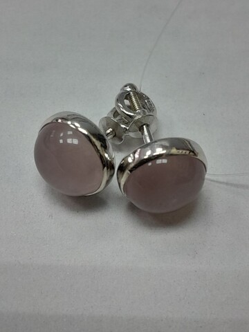 Розовый кварц (пусеты из серебра)