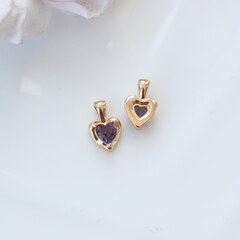 Подвеска Сердце с тёмно-сиреневым фианитом, 12*8 мм, позолота, П293
