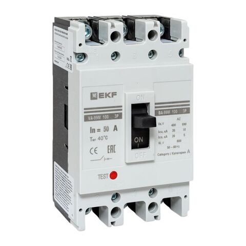 Выключатель автоматический в литом корпусе ВА-99М 100/50А 3P 10In 35кА с термомагнитным расцепителем EKF