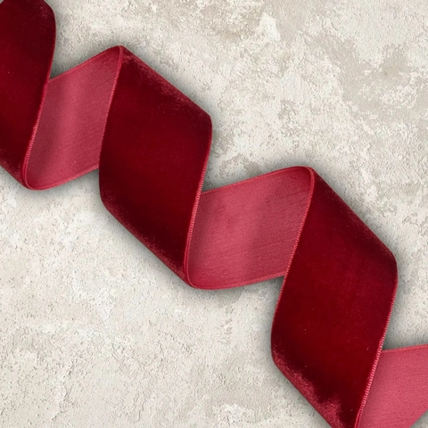 Лента бархатная  3,8 см бордовый №240(1метр)