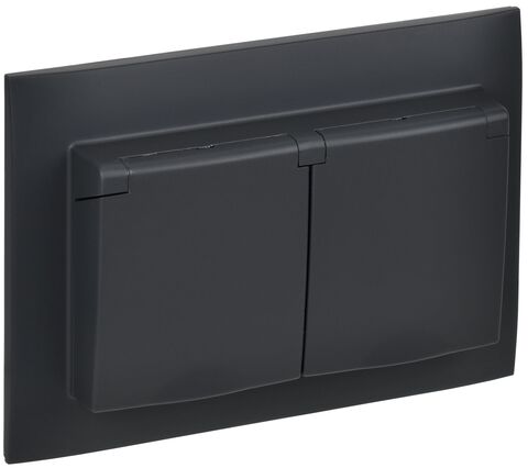 SKANDY Роз. 2-я с кр. 16А в сб IP44 SK-R12G граф. IEK