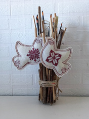 Голубки-орнамент. Пара. Подвеска из фетра NYF-261126-2-Midi