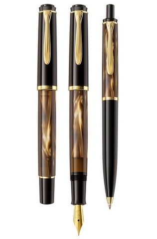Ручка перьевая Pelikan Elegance Classic M200 Brown Marble GT, F (808880)
