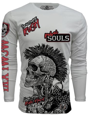 Rush Couture | Футболка лонгслив мужская PUNK RUSH LONG SLEEVE Classic White RC98 перед