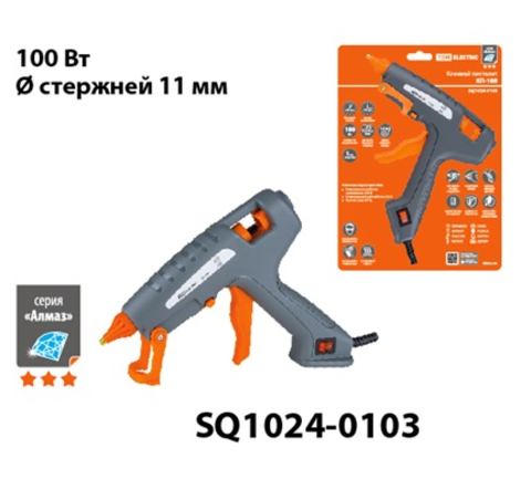 Клеевой пистолет КП-100, 11,3 мм, подставка, выключатель, шнур 1,5 м, 100 Вт, Т=220 С 