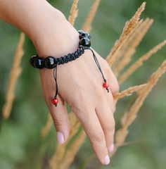 Браслет Шамбала. Черный нефрит. 10мм.