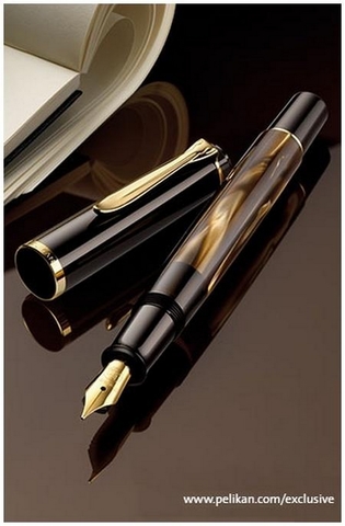 Ручка перьевая Pelikan Elegance Classic M200 Brown Marble GT, F (808880)