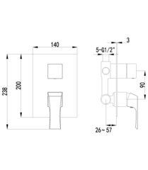 Смеситель для ванны и душа встраиваемый – LM4527C, Серия UNIT