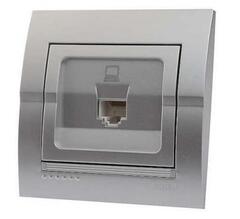 DERIY 702 2828 139 Розетка копьютер., серебристый металлик керамика