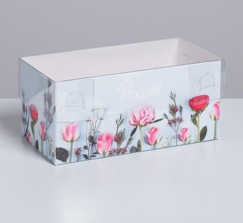 Коробка на 2 капкейка «Present», 16 × 8 × 7.5 см