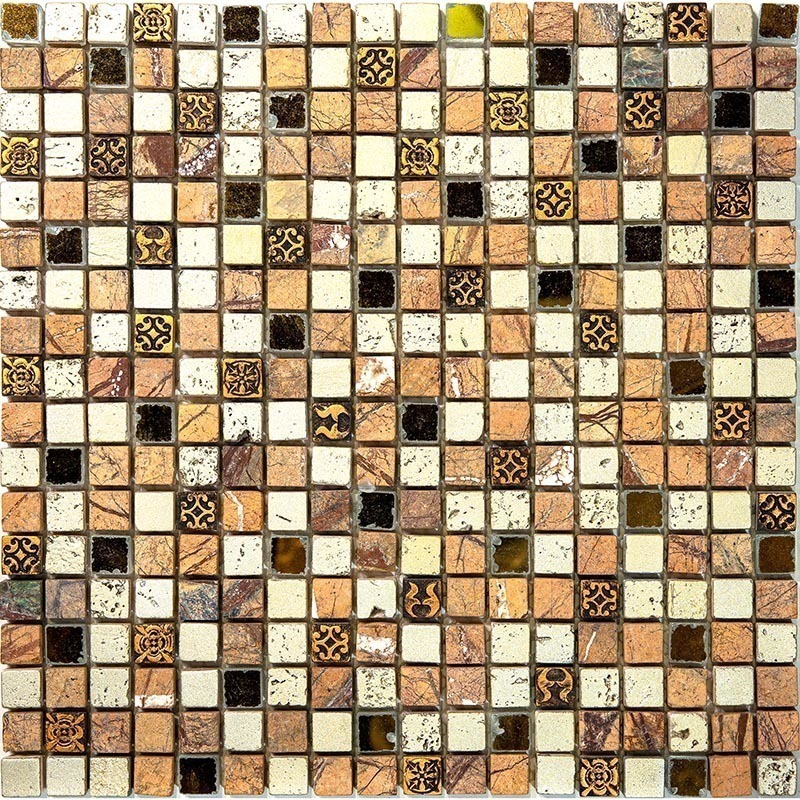 BDC-1502 Мозаика из стекло травертин агломерат Natural Inka золотой бежевый квадрат