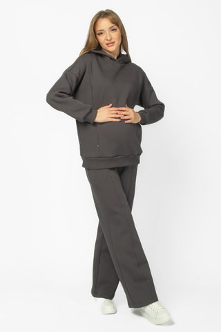 Утепленный спортивный костюм для беременных и кормящих 15152 темно-серый