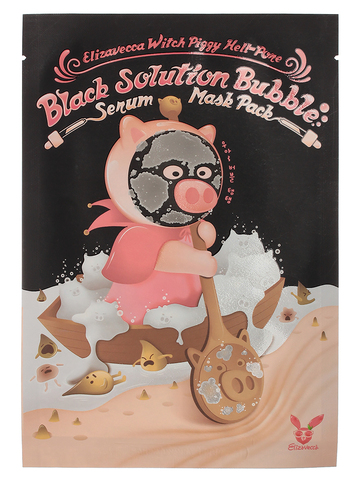 Кислородная маска-серум для лица от черных точек Witch Piggy Hell Pore Black Solution Bubble Serum Mask Pack ELIZAVECCA