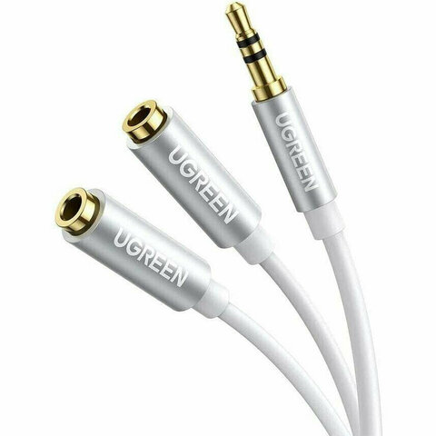 Разветвитель UGREEN AV123 10780 3.5mm Aux Stereo Audio Splitter Cable with Braid 20 см, Silver