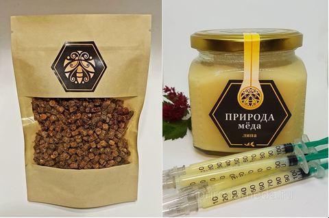 Набор продуктов пчеловодства: перга, маточное молочко с мёдом
