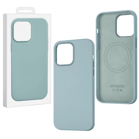 Силиконовый чехол (MagSafe + анимация NFC) Silicon Case для iPhone 14 Pro Max (6.7") (Светло-зеленый) с магнитом Premium