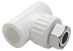 Тройник PP-R комбинированный белый с накидной гайкой Дн 20х1/2" VALFEX 10140020
