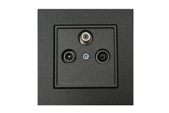 Розетка Телевизионная/Радио/Сателлит Проходная (TV+R+SAT) Антрацит LIREGUS EPSILON