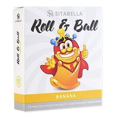 Стимулирующий презерватив-насадка Roll & Ball Banana - 