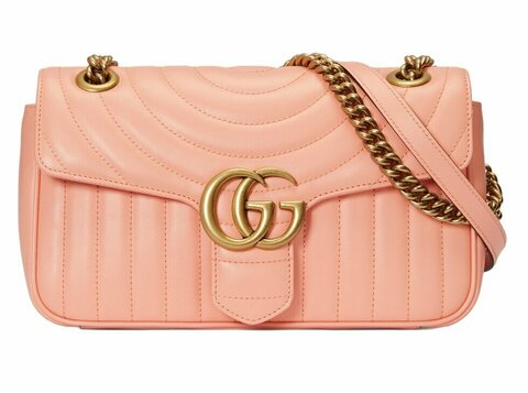 Сумка через плечо Gucci GG Marmont с матовой отделкой персиковый