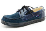 Ботинки для мальчиков кожаные Лель (LEL) на шнурках, цвет темно синий. Изображение 1 из 13.