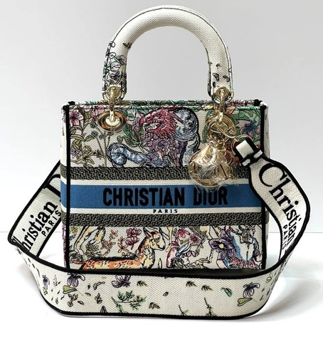 Сумка для женщин Dior Lady D-lite, модель среднего формата белый