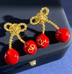 Серьги ювелирные ДВЕ ВИШНИ НА ВЕТОЧКЕ style by VALENTINO