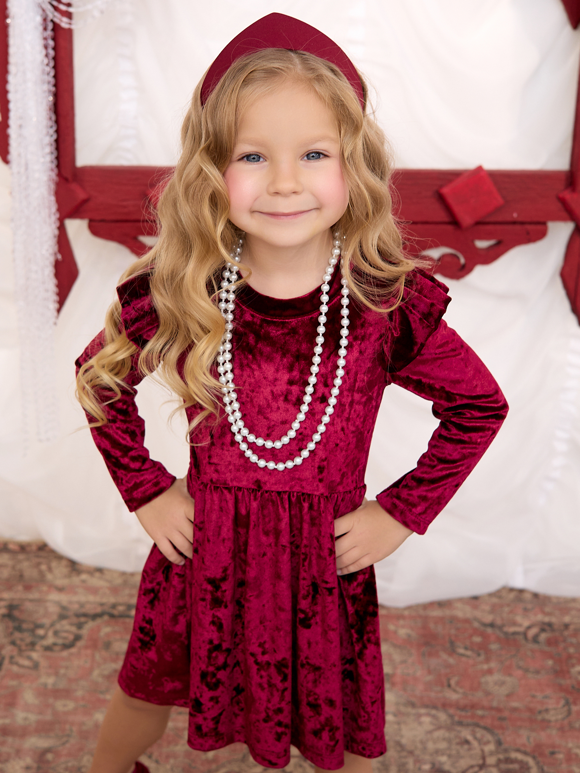 Платье Фея бархат бордо