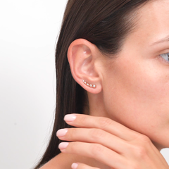 028047- Серьги-эльфы (зажимы) из золота 585 пробы с фианитами