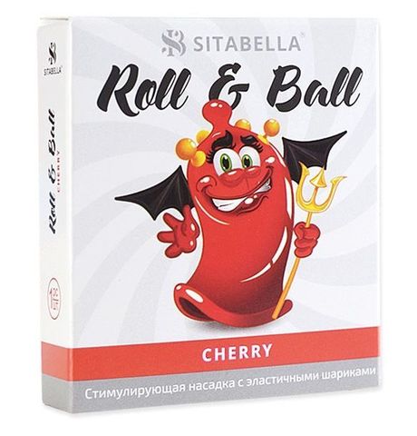 Стимулирующий презерватив-насадка Roll & Ball Cherry
