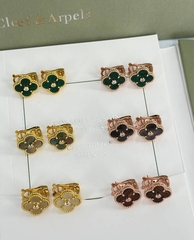 55236 - Cерьги Trendy клевер из стали в лимонной позолоте с цветными вставками