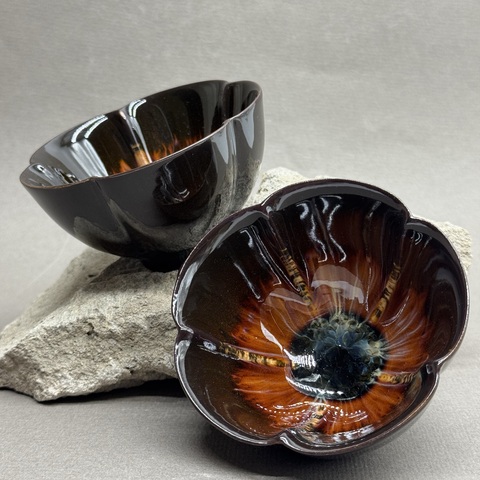 Чашка, керамика в стиле Цзинь Да Чжень , глазурь темная, 100мл