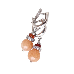 Серьги с кальцитом, сердоликом и стразами