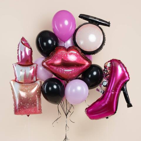 Сет гелиевых шаров Косметика с каблучками