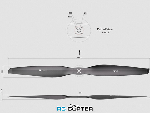 Пропеллер карбоновый VZ 38x15 T-Motor (пара)
