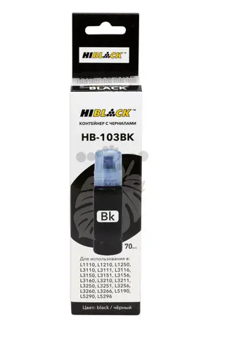 Контейнер с чернилами Hi-Black (HB-103BK) для Epson L3100/3101/3110/3150, C13T00S14A, Bk, 70ml