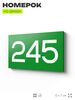 Номер на дверь 245, табличка на дверь для офиса, квартиры, кабинета, аудитории, склада, зеленая 120х70 мм, Айдентика Технолоджи