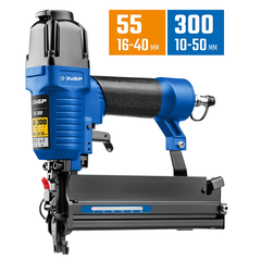 ЗУБР Т55/300, пневматический нейлер-степлер 18Ga 2-в-1: для скоб тип 55 и гвоздей тип 300, Профессионал (31937)