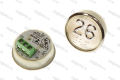 Кнопка (кнопочный модуль) BBP-R331-CMPLT-D-W "26 этаж", круглая, динамическая белая подсветка, Брайль.