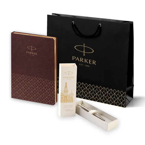 Подарочный набор: Шариковая ручка Parker Jotter Russia + ежедневник, коричневый
