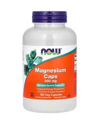 NOW Foods магний в капсулах, 400 мг, 180 растительных капсул