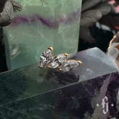 Кластер "Plume" - Желтое золото - White CZ