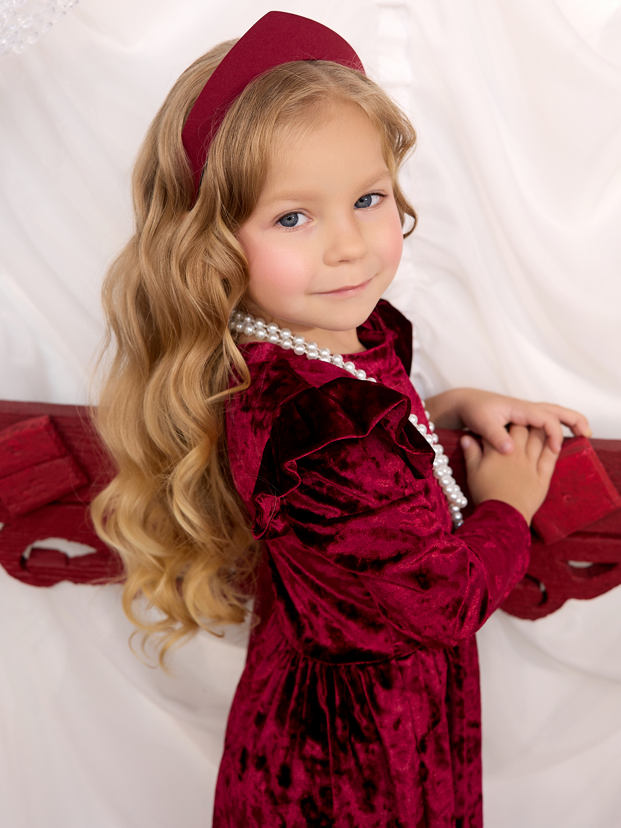 Платье Фея бархат бордо