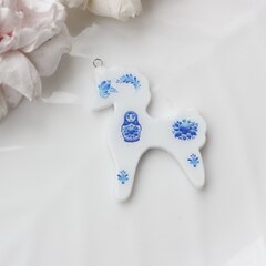 Подвеска Лошадка, гжель, 50*40 мм, S005