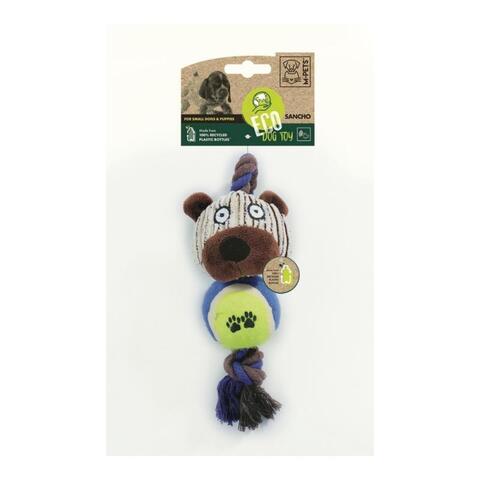 Mpets игрушка мягкая для собак Медведь Санчо с с канатом и мячиком, 24 см